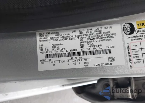 2019 Ford Fiesta Se from USA, damaged, VIN 3FADP4BJ7KM133807